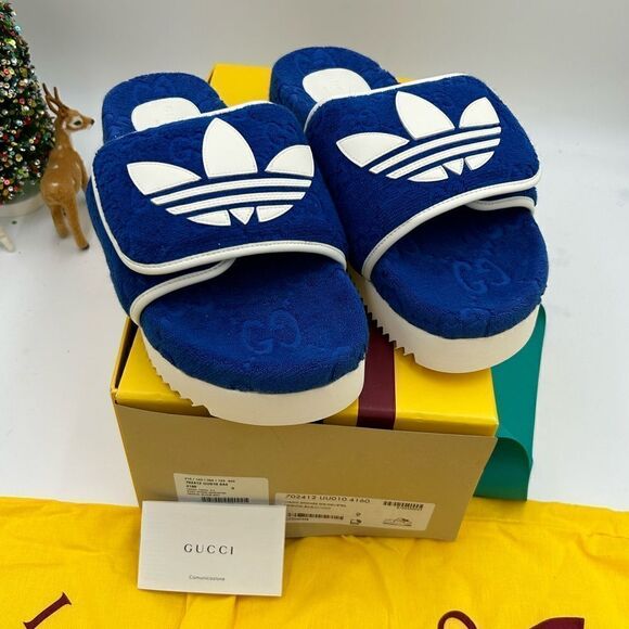 Men’s Gucci X Adidas, slide sandals size 9, made in Italy - Picture 1 of 9